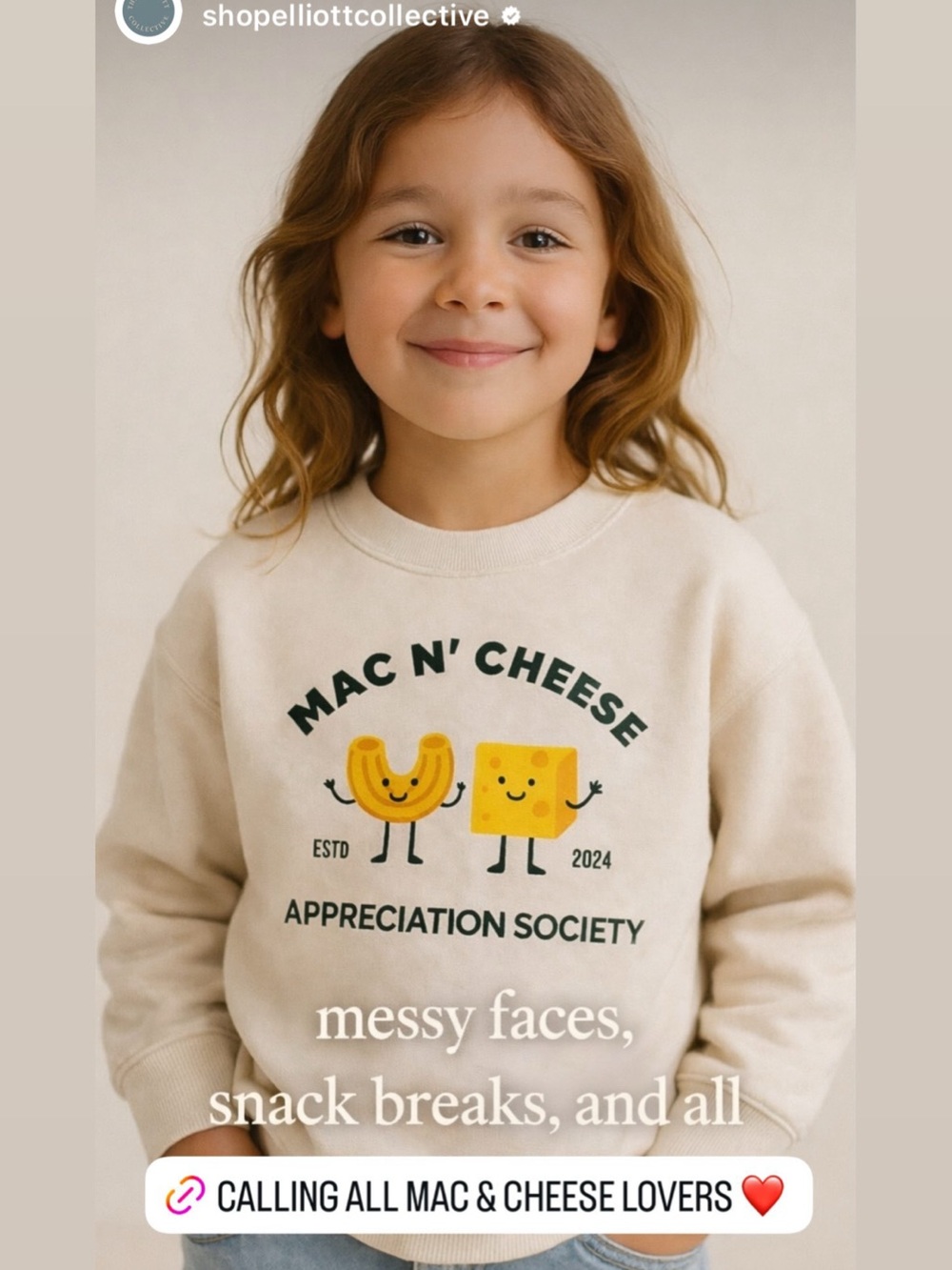 Mac N' Cheese Appreciation Society Cream Kids Sweatshirt